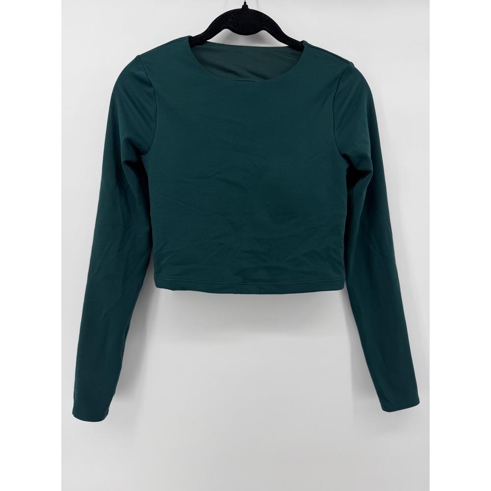 Gilly Hicks Recharge Long Sleeve Open Back Crop Top Green Small